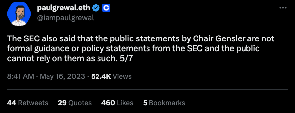 SEC主席:加密货币规则已够明确!随时能采取执法行动 SEC主席:加密货币规则已够明确!随时能采取执法行动