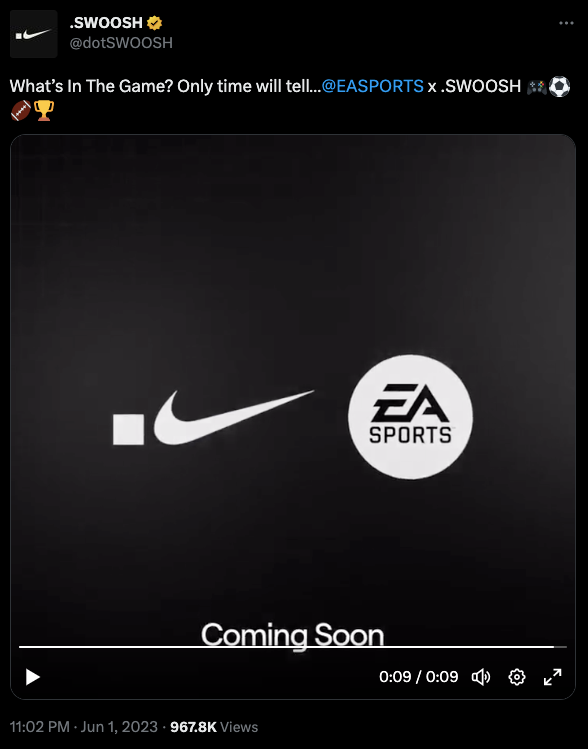 Nike NFT将整合进EA Sports多款游戏!角色将能换上个性化穿戴? Nike NFT将整合进EA Sports多款游戏!角色将能换上个性化穿戴?