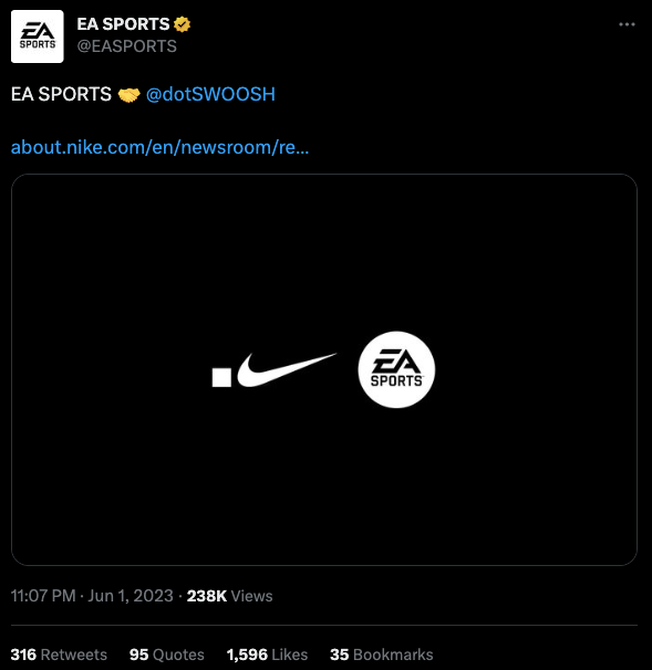 Nike NFT将整合进EA Sports多款游戏!角色将能换上个性化穿戴? Nike NFT将整合进EA Sports多款游戏!角色将能换上个性化穿戴?